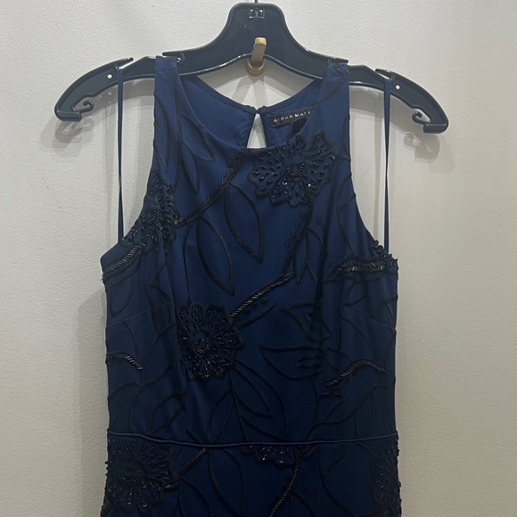 Aidan Mattox Midnight Blue sequins sleeveless Floral Maxi Dress - Picture 5 of 11